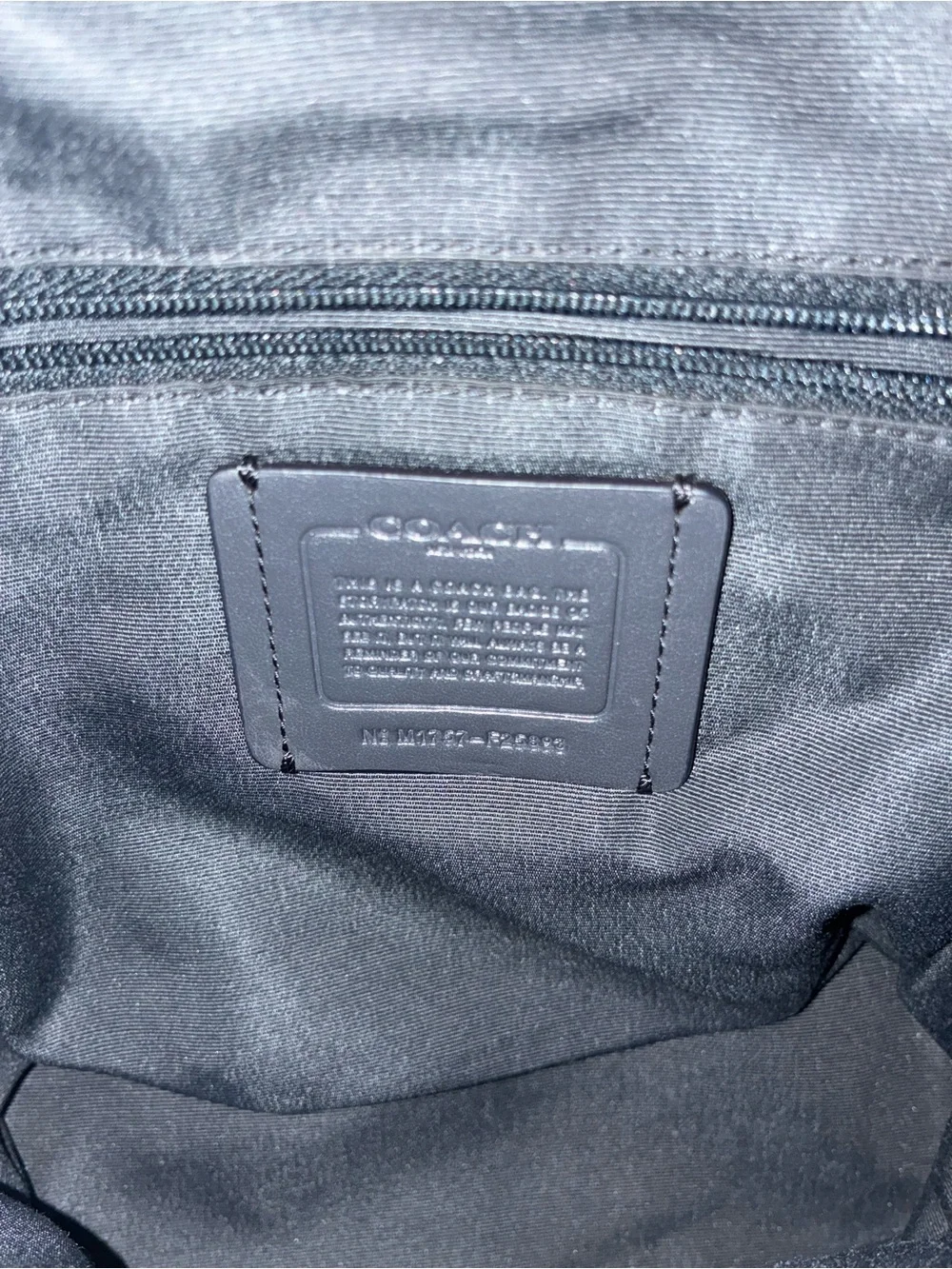 Coach Signature Canvas Backpack with Light Blue Leather Trim